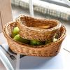 Oval Kitchen Storage Basket Imitate Rattan Organization Box Gift Bread Tray