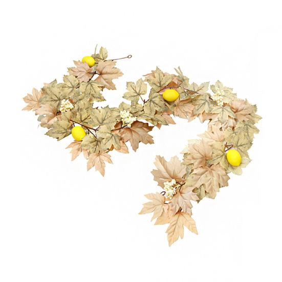 Artificial Maple Leaf Garland 5.7Ft Pumpkin Maple Leaves Vine Thanksgiving Fall Garland for Mantel