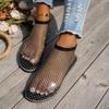 Summer Sexy Large Size Flat-bottomed Hollow Sandals Women's 2025 Summer New Round Head Sandals with Diamonds Short Boots