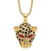 Cubic Zirconia Leopard Head Pendant Stainless Steel Necklace For Men Hip-hop Trendy Jewelry Gift