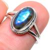 Natural Labradorite Gemstone Handmade 925 Solid Sterling Silver Ring Size 8 m8J94
