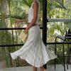 Y2K White Casual 2 Piece-Set Long Skirt Women Hollow Out Patchwork Sexy Cropped Tank Top and Maxi Skirt Sets Female Outfits