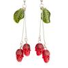 Trendy Gothic Skull Cherry Earrings Gothic Skull Earrings With Red Vampire Design Stylish Ear Accessory For Women