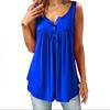 Plus Size Casual Sleeveless Tops Sexy Deep V-neck Halter Button Blouse Ladies Swing Flowy Vest