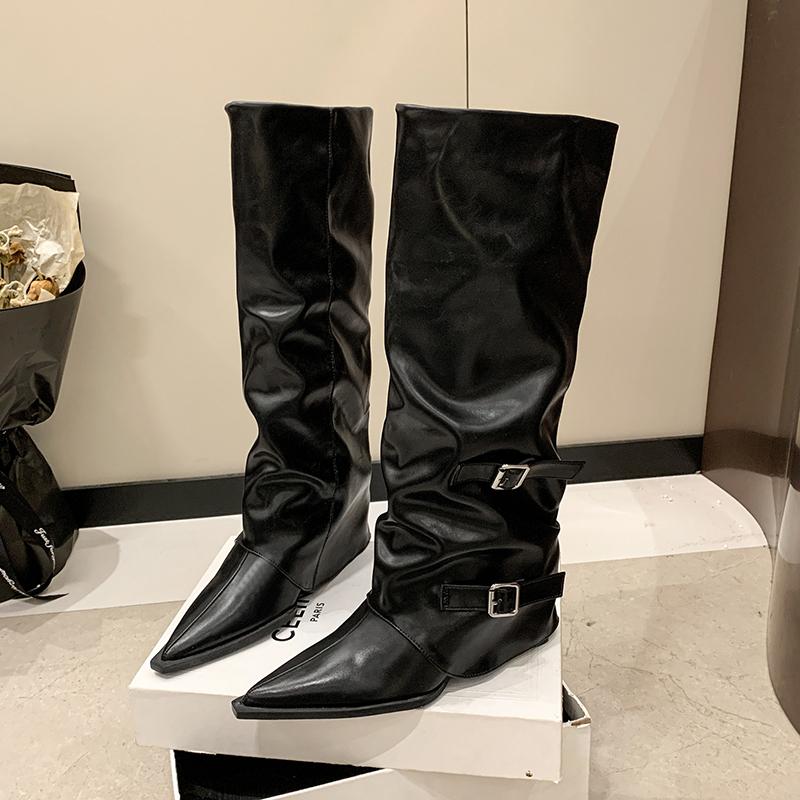 Designer New High-heeled Women Boots Pointed Toe Long Boots for Women Sexy Punk Gothic Boots Paris European and American Female