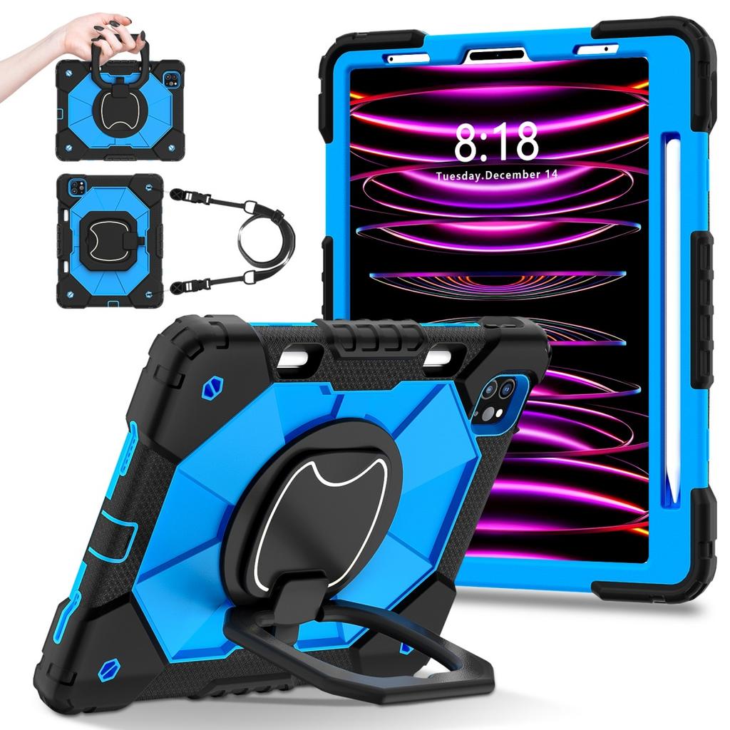 For Apple iPad Air (2020)/ iPad Air 4, 360° Rotating Grip Heavy Duty Protection Stand TPU+PC 3in1 Anti-knock Shockproof Tablets PC Case