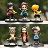 Demon Slayer Q Version 6-Piece PVC Figure Set: Anime Model Ornaments for Cake Decoration