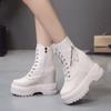 Fashion 11CM New Women Autumn Ankle Boots Increase Platform Zipper Sneakers Woman Leather Boots High Heels Winter Motorcycle Boots