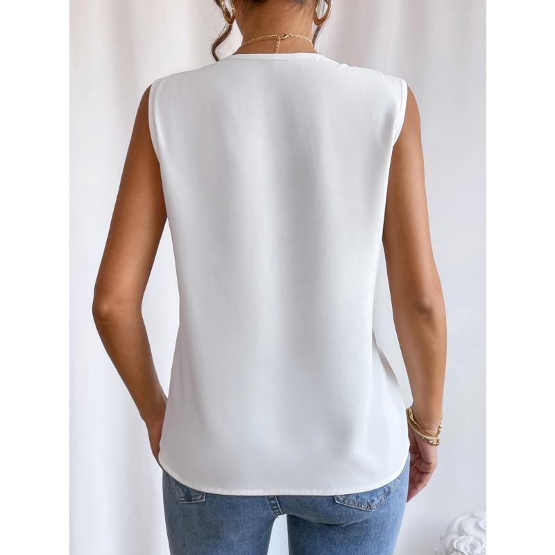 Women's Vest Summer Multi-Layered V-Neck Solid Colour Vest Women's Sleeveless Tops