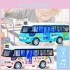 Inertial Children Bus Puzzle Toy Car Light Sound Function Can Open Door The