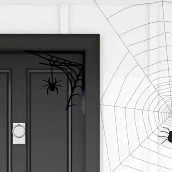 Хэллоуин паутина дверная рама украшения деревенский деревянный черный паук паутина дверной угловой знак домашний офис передняя дверь Топпер няня орнамент