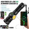 High Power LED Flashlight TYPE-C Rechargeable Aluminum Torch Outdoor Searchlight Portable Camping Light with Telescopic Zoom