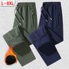Men's Fleece-Lined Thickened Autumn/Winter Waterproof Softshell Trousers Heavyweight Thermal Sports Pants Outdoor Waterproof Oversized Casual Trousers