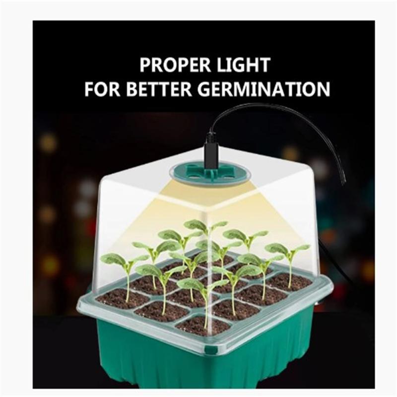 5pcs Seedling Tray with Led Grow Lights Plant Seed Starter Tray Kit Greenhouse Growing Trays with Light Useful Garden Tool