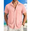 Summer Men's Striped Color Blocked Casual Short Sleeved Shirt