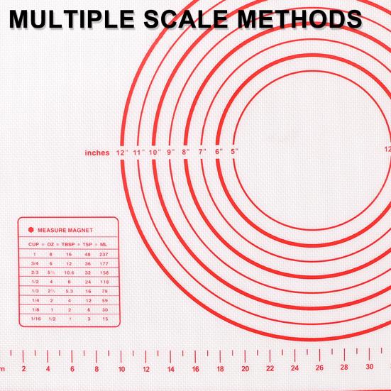 Silicone Baking Mat Non-Stick Pastry Dough Rolling Mat with Measurement Marks Heat-Resistant Cookies Fondant Making Mat Thick Baking Pad