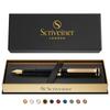 Scriveiner Luxury EDC Fountain Pen Gorgeous Matte Black Pocket Pen 2 Chrome Finish Schmidt German Nib Converter Best Writing Pen Gift Set Nice Stylish