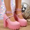 Women Sandals 2025 Mary Janes Shoes Platform Fashion High Heel Sandals Women Summer New Lolita Shoes Chunky Pumps Zapatos Mujer