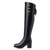 Women's Knee High Boots Winter High Boots Women Round Toe Thick Genuine Leather Over-the-knee Boots Women
