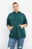 Women's Style Big Size Sweatshirt Green Charcoal Kangaroo Pocket Sweatshirt