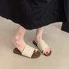Holiday Wind Cover Toe Flat Slippers Women's Outer Wear Summer 2025 New Casual One-word Drag Temperament Beach Women's Shoes