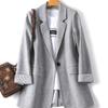 New Spring Autumn Fashion Business Plaid Suits Women Work Office Casual Blazer Ladies Long Sleeve Gray Coats Slim Jacket