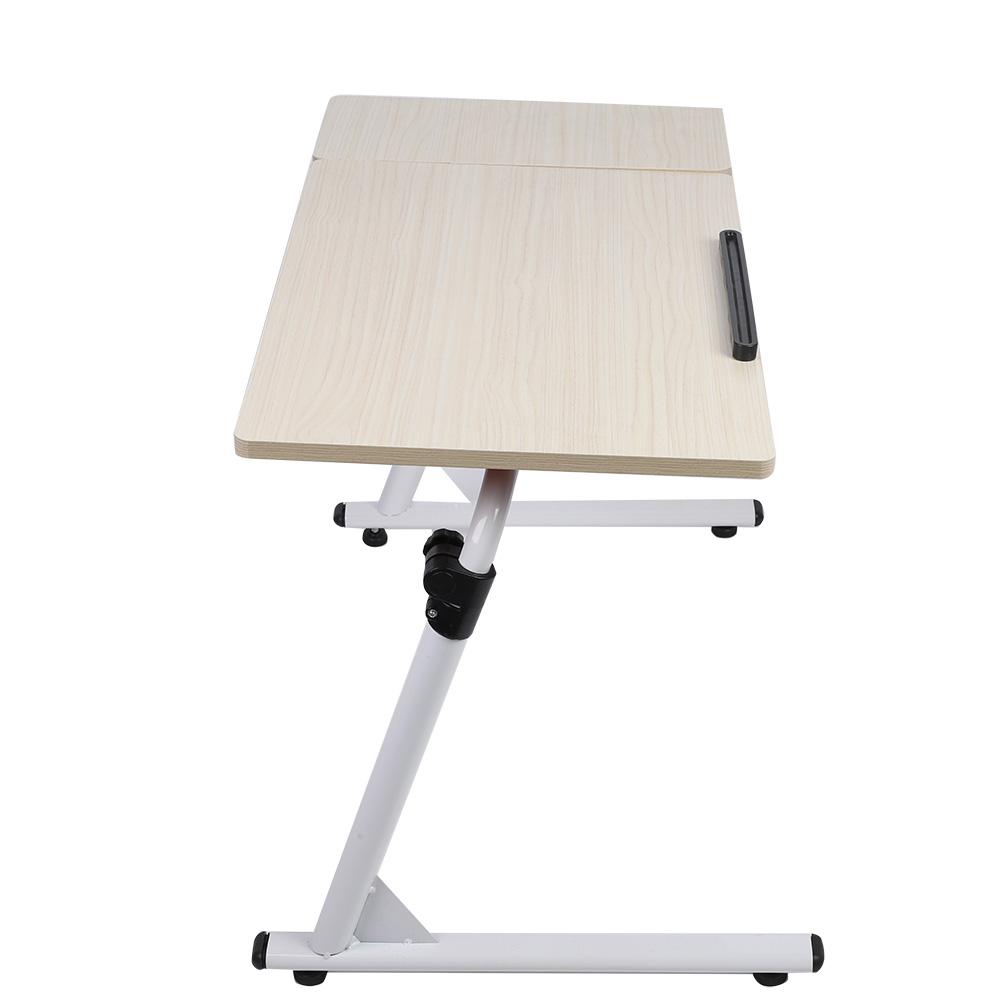 Portable Adjustable Height Laptop Computer Stand Desk Bed Side Reading Table(White Maple)