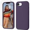 Protective Case - BOOLING - for iPhone 16e - Soft Silicone - Shockproof - Matte Dark Purple - 2 Glasses