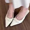French Fashion Chinese White Pearl Sandals Women'S Summer Light Mouth Jacquard Pointed Back Empty High Heels