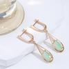 Kinel Lake Green Zircon Long Dangle Earrings For Women Water Drop Stone Earrings