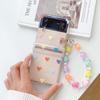 Colorful Love Ins Capa For Samsung Galaxy Z Flip3 Flip4 Flip 3 4 5g Cartoon Heart Relif Pc Protector Phone Case Cute Bracelet