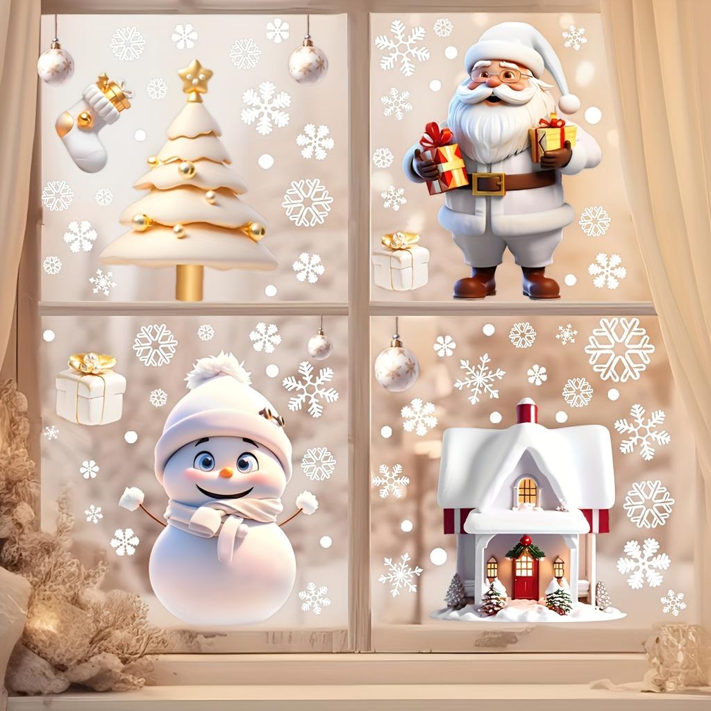 PVC Christmas Window Stickers Snowman Snowflake Santa Claus Window Electrostatic Sticker Merry Christmas Decals Home Decoration