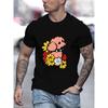 Flowers And Puppies Print Male T-Shirts Breathable Loose Summer T-Shirt Casual Short Sleeve Unisex Mens Cotton Streetwear