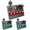 Car Switch Panel 5 Gang LED Toggle Rocker Digital Voltmeter For Marine Car Truck Ship Waterproof Dual USB Port