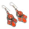 Natural Red Coral Gemstone Handmade Jewelry Earring 2.29" S8W85