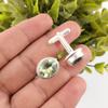 Green Amethyst Gemstone 925 Sterling Silver Handcrafted Jewelry Cufflinks 0.59" CL-2-11