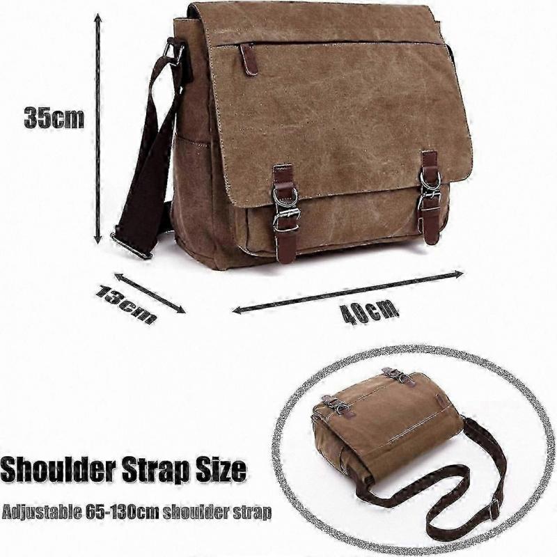 Casual Canvas Crossbody Bag for Men, Trendy Everyday Messenger Shoulder Bag In Coffee Tone