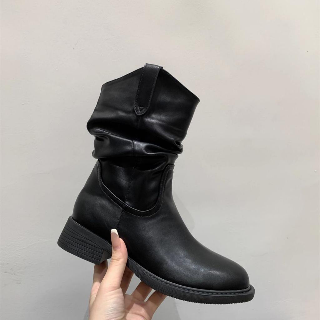 Short Martin Boots Sleeve Women's Boots Fashion Versatile Round Trousers Boots Women's Autumn and Winter New Versatile Thick Heel