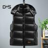 Men Waistcoat Hooded Sleeveless Vest Coat Black Golden Color Down Cotton Zipper Pockets Vest Jacket Daily Wear