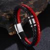 New Punk Style Stainless Steel Buckle Men's Bracelet Two Tone Leather Cord Charm Jewelry Bracelet Wristband