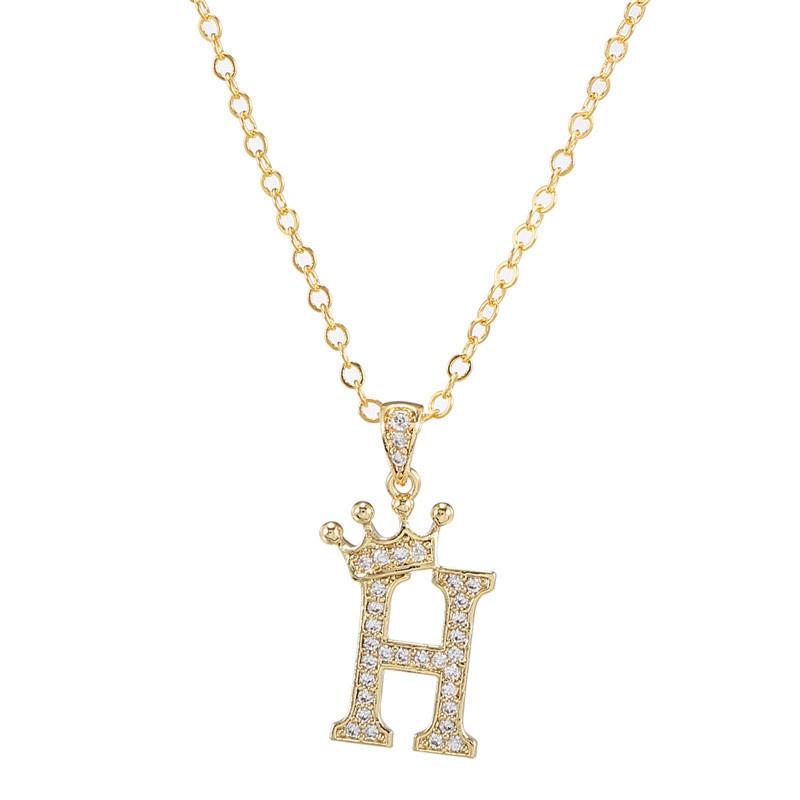 Zircon Crown Necklace New Necklaces Fashion Women's Necklace Pendant Simple English Letter Necklace