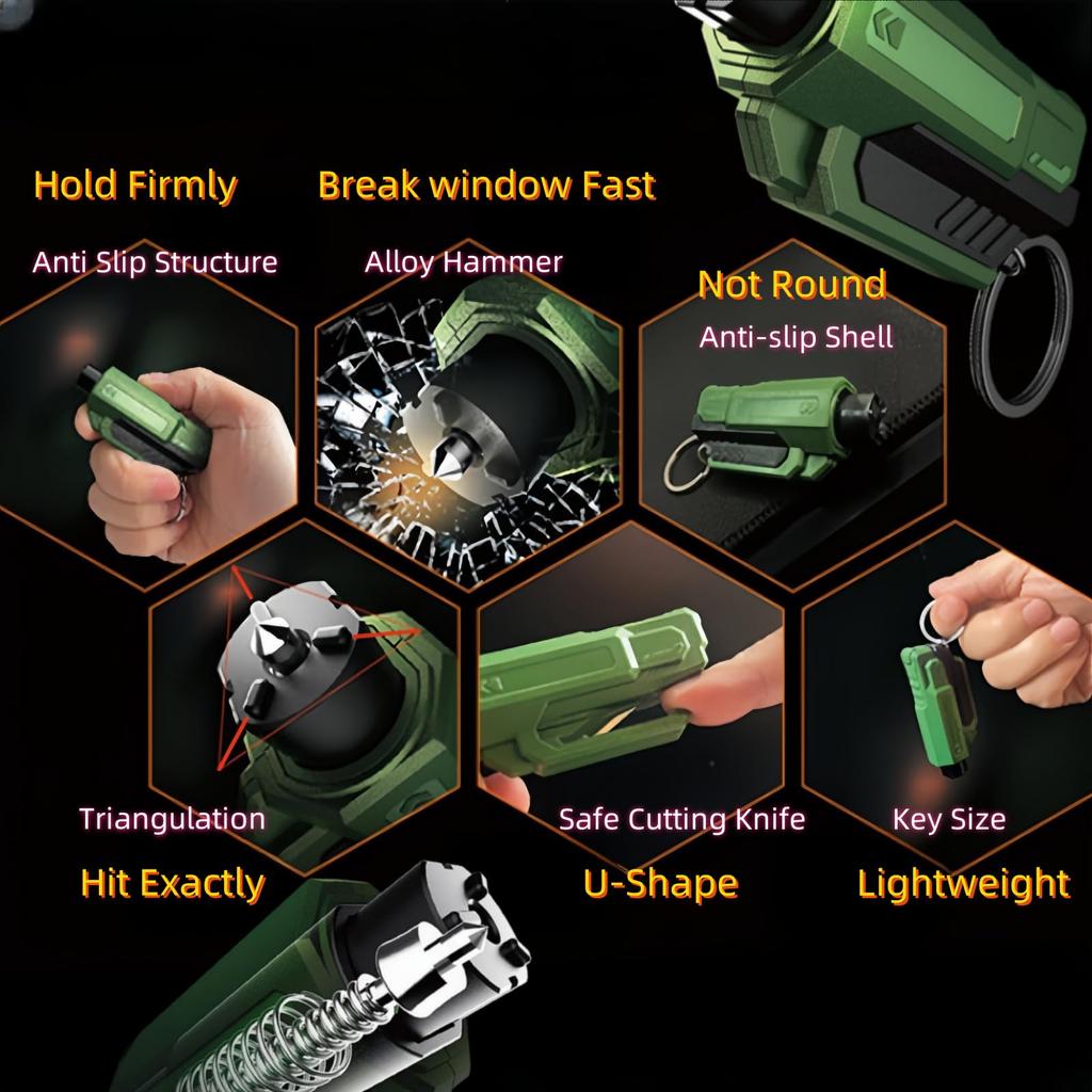 Window Breaker And Cutter Keychain,2 In 1 Car Safety Hammer Glass Break Under Water,Emergency Window Punch Escape Tool For Vehicle