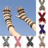 1 Pair Long Colorful Knitted Arm Cover Knitted Arm Warm Gloves Striped Knitted Gloves False Sleeves Stripe Elbow Mittens