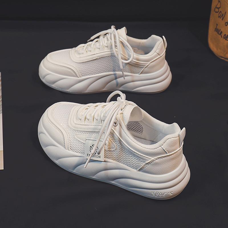 Women's Mesh Canvas Shoes Platform White Shoes New Summer Thin and All-Matching Breathable Skate Shoes for Students
