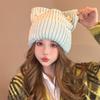 Korean Bow Hat Women's Cute Cat Ear Knitted Hat Outdoor Warm Versatile Wool Hat Student Pullover Cold Hat