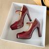 Fashion Platform Heels 2024 Autumn Fashion One-word Belt Design Women's Pumps Plus Size 34-42 Elegant and Simple Ladies Dress Shoes