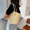 Summer Straw Bag Women Weave Handmade Handbag Drawstring Handle Bag Large Capacity Wave Point Tote Bag Shopping Bags ARI