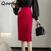 Women Office Lady Hip Suit Skirt Elegant Temperament High Waist Split Pencil Skirt For Autumn QT2239