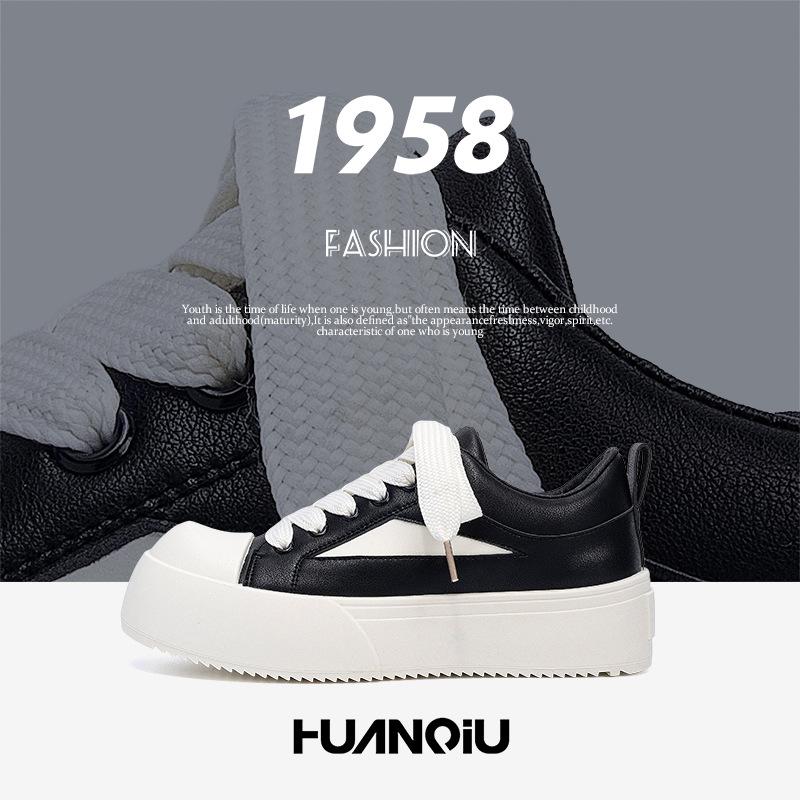 Global Thick Baseplate Shoes Men's ZHQ5737 Summer Niche Design Men's Shoes Trendy Versatile Black Casual Shoes