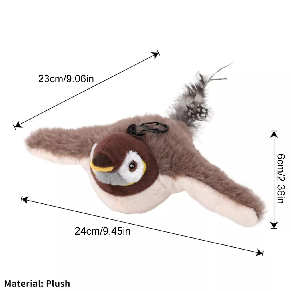 Interactive Cat Toys Rechargeable Chirping Flapping Bird(no Flying) with Catnip for Indoor Cats Kitten Touch Activated Plush Toy